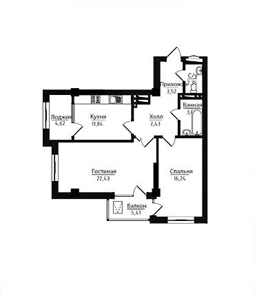 12: 2 комнаты, 85 м², Асанбай мкр Элитка, 12 этаж, ПСО (под самоотделку) — 2