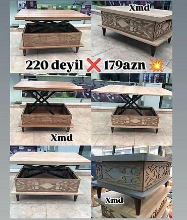 Masa və oturacaq dəstləri: Masa və 6 stul dəsti – Xmd • Komplekt: 1 yemək masası + 6 ədəd stul — 5