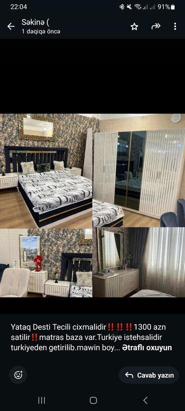 водоэмульсионная краска: Yataq Desti Tecili cixmalidir‼️‼️‼️1300 azn satilir‼️matras baza