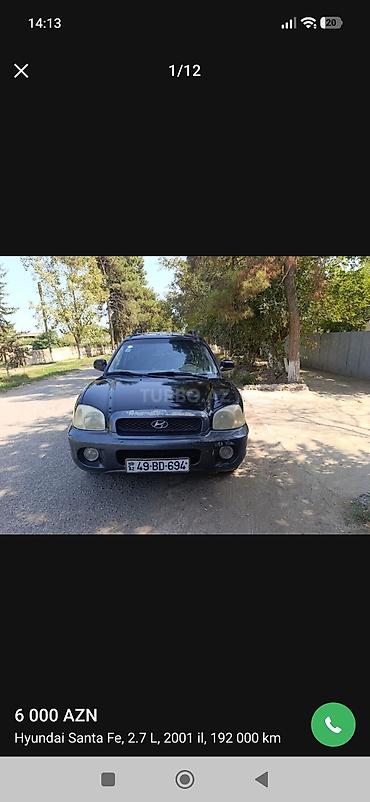 cpm maşın satışı: Hyundai Santa Fe: 2.7 l | 2001 il Ofrouder/SUV — 1