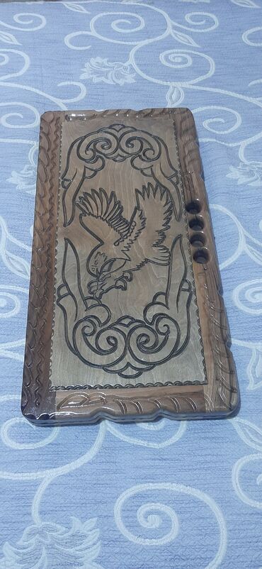 Nərdlər: Taxta oyma nərd-şahmat dəsti - Material: tam ağacdan hazırlanmış — 6