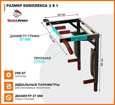 Турники и брусья: Турник, 3 в 1, Настенный, Новый, Самовывоз, Платная доставка — 6