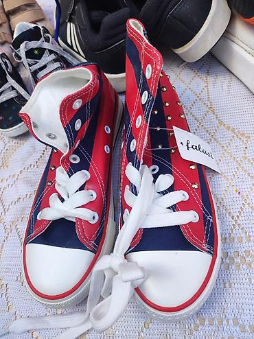 shoestar cipele: Visoke patike Falasi – crveno‑teget prugaste - Model: platnene visoke — 1