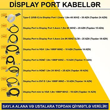 Digər kompüter aksesuarları: Display Port Kabellər SAYLA ALANA VƏ USTALARA TOPDAN QİYMƏTLƏ VERİLİR! — 2