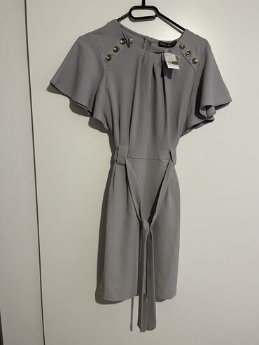 haljine od plisa: Select M (EU 38), bоја - Siva, Drugi stil, Kratkih rukava