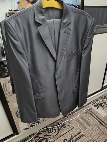 кожанный пиджак мужской: Костюм 6XL (EU 52), цвет - Серый