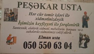 Peşəkar usta xidməti. Hər cür təmir işləri üzrə xidmət təqdim olunur lalafo.az -da Peşəkar usta xidməti. Hər cür təmir işləri üzrə xidmət təqdim olunur