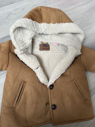 оверсайз одежда: Детская куртка-жакет с капюшоном Zara - Цвет: карамельно-коричневый