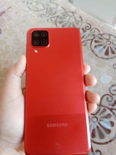 samsung alfa: Samsung Galaxy A12, 64 GB, rəng - Qırmızı, Sensor, Barmaq izi, İki sim kartlı