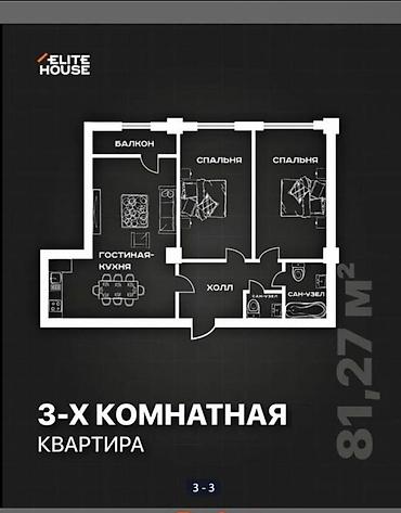 2 8: 3 комнаты, 81 м², Технопарк Элитка, 2 этаж, ПСО (под самоотделку) — 2