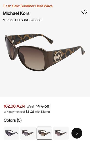 virtual eynek qiymetleri: Gün eynəyi, Michael Kors, İşlənmiş