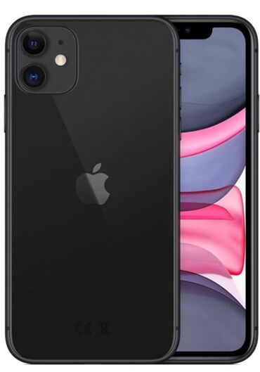 Apple iPhone: IPhone 11, Б/у, 128 ГБ, Черный, Зарядное устройство, Защитное стекло, Чехол, 81 %