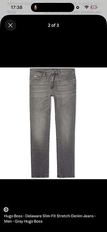 Cinslər: HUGO BOSS “Delaware” kişi cins şalvarı – Slim-fit - Rəng: boz (grey — 3