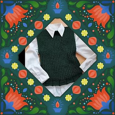 katrin majice: Prsluk novi ručno pleteni vel XL. Obim grudi 80 cm, dužina 53 cm — 4