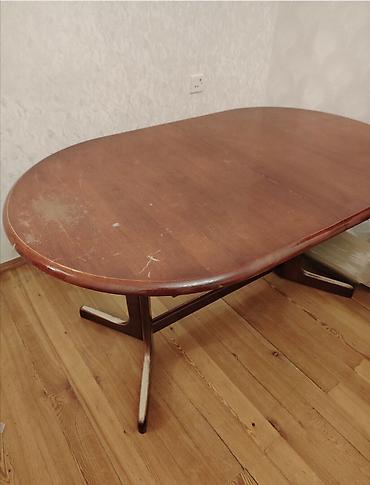 kafe stul: Klassik üslublu, oval formalı yemək/otaq masası. - Material: tam ağac — 1