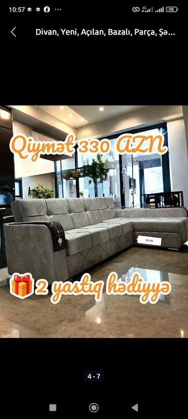 divanların satışı: Künc divan, Yeni, Açılan, Bazalı, Ünvana pulsuz çatdırılma