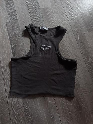 Futbolka və maykalar: Qadın üst geyimləri seti - Ağ qısaqat T-shirt: Rezinli, incə zolaqlı — 4