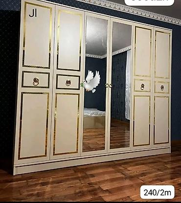 Dolablar: Yeni, 6 qapı, Güzgülü, Ağ, Açılan, Düz dolab — 6