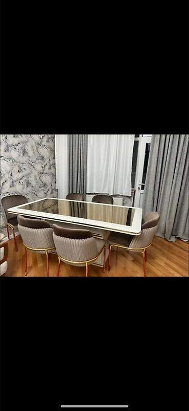 pemo luks: Qonaq otağı üçün, Yeni, Dördbucaq masa, 6 stul — 1