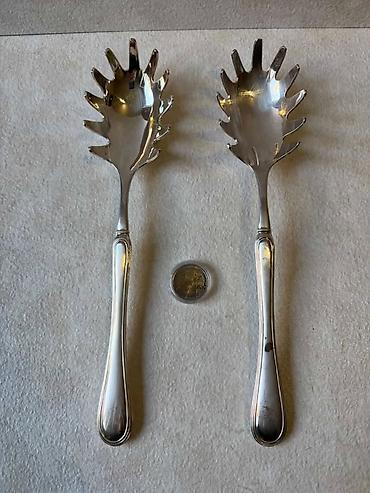 trotinet lidl: Vintage posrebreni set za salatu špagete Italija Elegantni vintage — 6