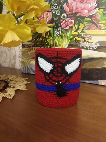 Qələm qabları: Karandaş qabı Minyonəl işidir . Ручная вязка карандашница Миньон, на — 10