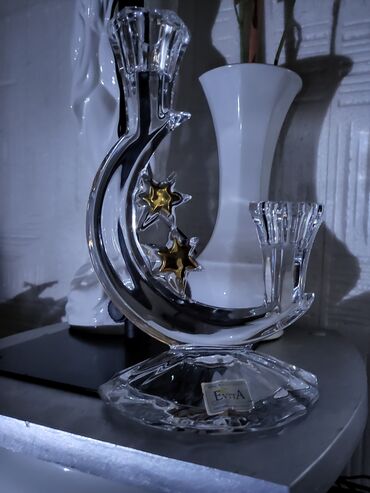 Ostali kućni dekor: Svecnjak nov kristal,led kristal 90te. Visina. 19/10cm — 3