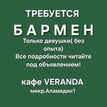 работа для девушкк: Требуется Бармен, Оплата Еженедельно, Без опыта
