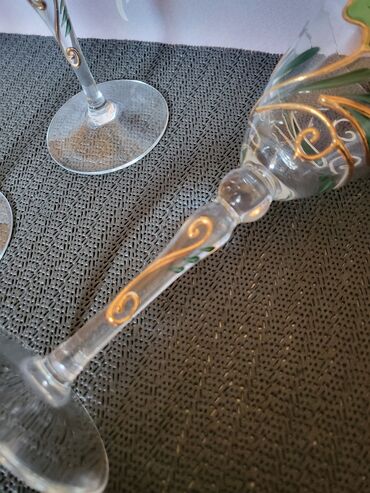 Čaše: Case za vino,rucno oslikane,kristalno staklo iz 80ih.god. Case rucno — 11