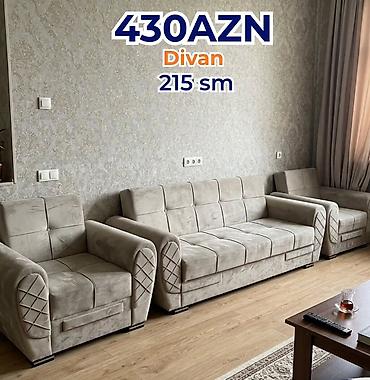ev stullari: Divan – 215 sm - Rəng: açıq boz - Ölçü: 215 sm uzunluq - Model — 1