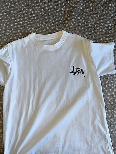 Футболки: Футболка Stussy, белая, хлопок. - Материал: 100% cotton (ярлык: Made — 1
