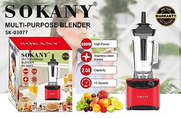 kitchen aid: Блендер SOKANY SK-03077 (Multi‑Purpose Blender) - Мощность: 600 Вт — 1