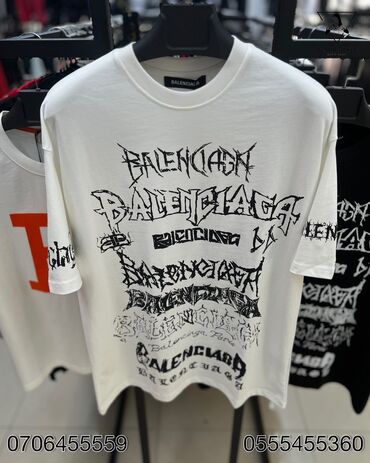 футболки оптом: Мужская футболка, Все размеры, Balenciaga, Новый, цвет - Белый, Платная доставка, Самовывоз