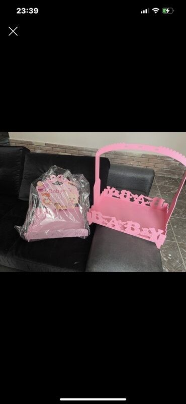 divan örtük: Məhsul: “Baby” yazılı dekorativ səbət və aksesuar seti - Rəng: açıq