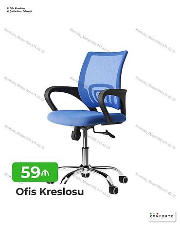 Ofis kreslosu - Rəng: mavi - Nəfəsalan mesh arxa hissə - Yumşaq