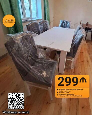 кровать трансформер: Qonaq otağı üçün, Açılan, 6 stul