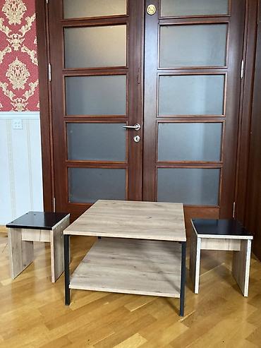 mdf panel: Kvadrat kofe masası və 2 ədəd tabure dəsti - Dizayn: Minimalist və — 7