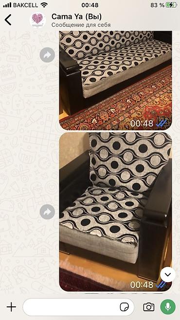 par: Taxta karkaslı, qoltuqlu 3 nəfərlik divan - Korpus: tünd rəngli — 2