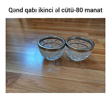Qənd qabı dəsti – 2 ədəd - Material: kəsimli şüşə kasa - Haşiyə