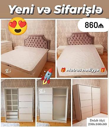 стенка для спальни: Yataq otağı dəsti – sifarişlə - Komplekt: yumşaq başlıqlı çarpayı — 1