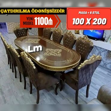 x bo: Qonaq otağı üçün, Yeni, Açılmayan, Oval masa, 6 stul, Azərbaycan