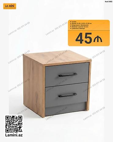 Tumba – 2 çekmecəli - Ölçülər: D 40 × H 50 × E 40 sm - Material: 18