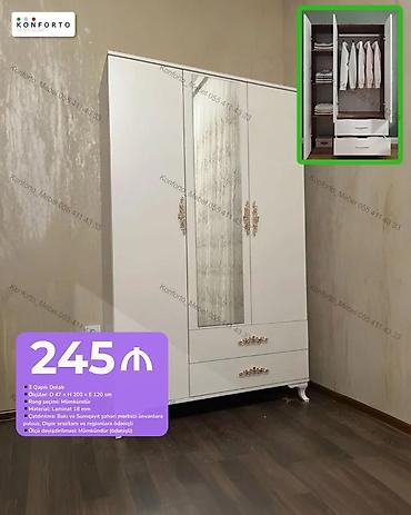 3 qapılı geyim dolabı - Ölçülər: 47 × 200 × 120 sm - Material: 18 mm