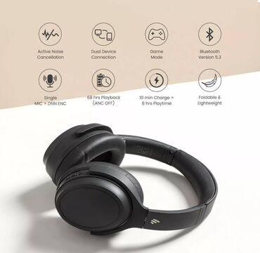 Qulaqcıqlar: Edifier WH700NB Black qulaqlıq • ANC söndürüldükdə 68 saata qədər — 10