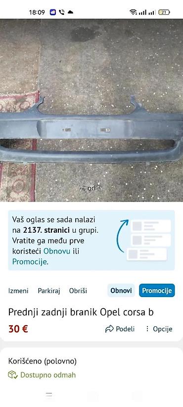 Branici: BRANICI PREDNJI ZADNJI OPEL SUZA PAR CORSA B | Original cena za par — 2