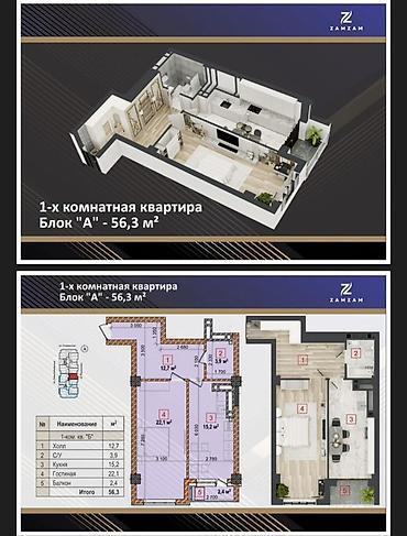 56: Строится, Элитка, 1 комната, 56 м² — 3