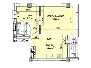 230: 1 комната, 48 м², Технопарк Элитка, 14 этаж, ПСО (под самоотделку) — 2
