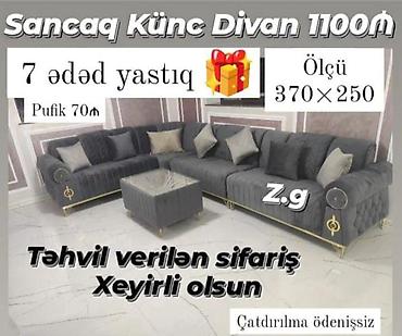 divanlar künc: 💫Künc Divan 1100Azn+Pufik 70Azn* ✔️Ölçü:370×250 *Rəng seçimi sərbəst* — 1