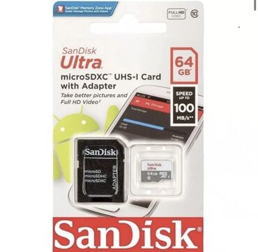 yaddas kart: Orginal SanDisk Ultra yaddas kartları. SanDisk Ultra 64Gb- 35AZN