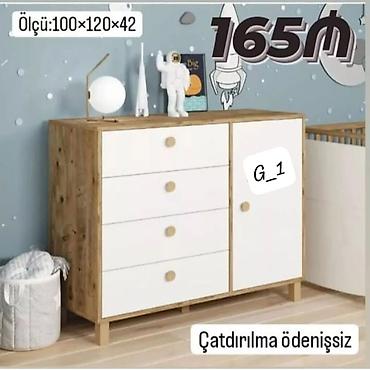 Ev üçün mebel: Uşaq/yataq otağı üçün şkaf-komod - Ölçü: 100×120×42 sm - Dizayn: ağ — 1