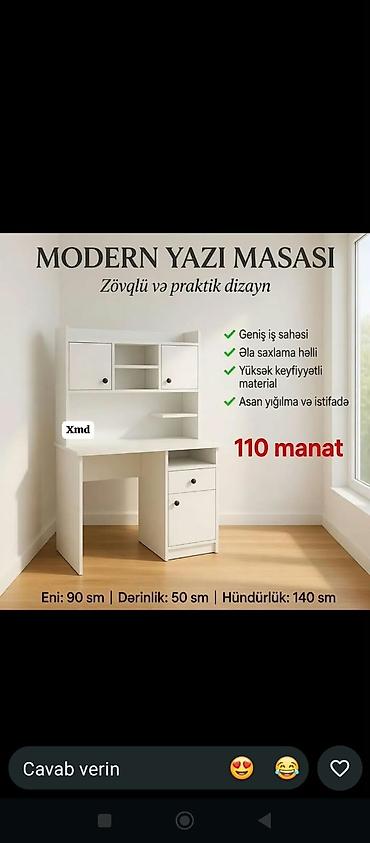 yazı şkafı: Modern yazı masası – zövqlü və praktiki dizayn - Geniş iş səthi - Əla — 1